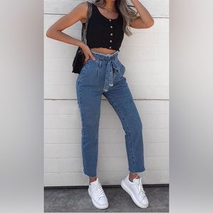 Blue bow jeans available in small medium or large